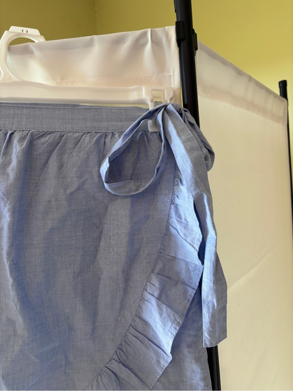 J. Crew Light Blue Ruffle Tie-Wrap Mini Skirt - Picture 2 of 4